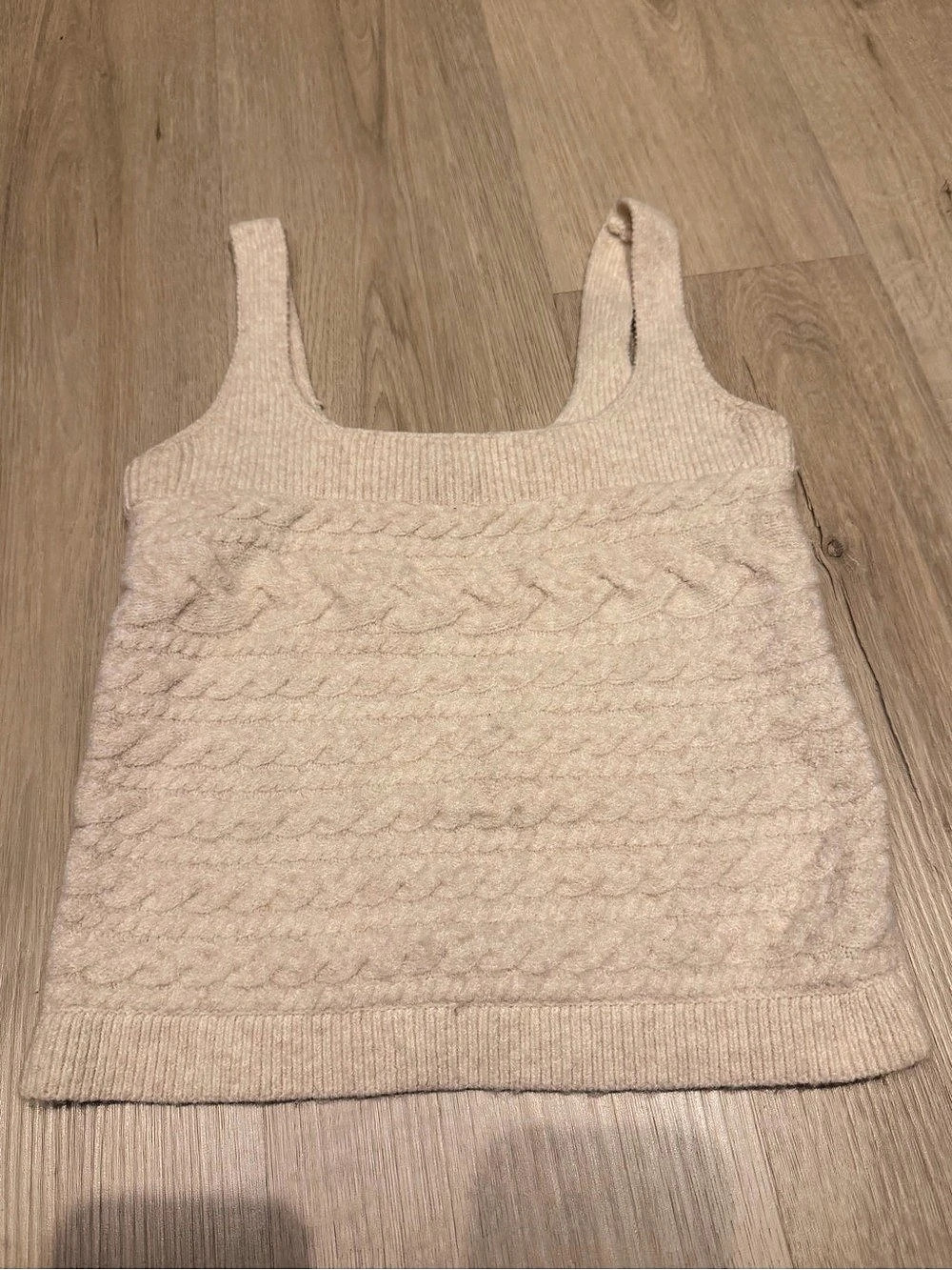 J.Crew Supersoft Cropped Cable-Knit Sweater-Tank Cream Medium